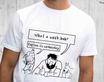 Tintin and snowy by genus rattu Print T-shirt Kids Childs Graphic Tee Shirt Tops 
