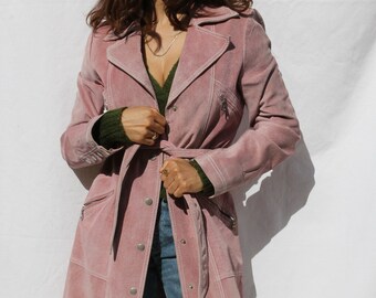 pink suede coat