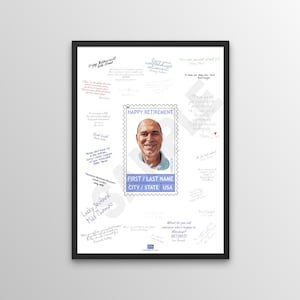 USPS Retirement Signature Poster - Modern Postage-style - COMPLETAMENTE PERSONALIZZABILE - Digital Download