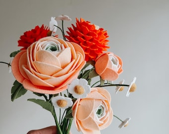 Summer bouquet, handmade felt flowers