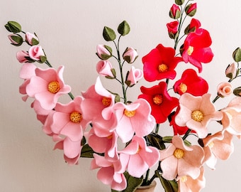 Hollyhocks, Felt Flowers