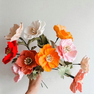 Poppy Stems Felt Flowers