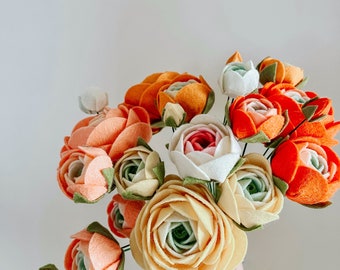 Ranunculus, felt flowers