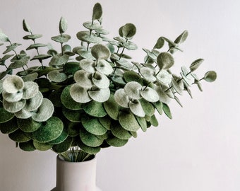 Artificial Eucalyptus, felt florals