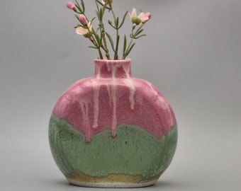 Green and Pink Handmade Ceramic Vase