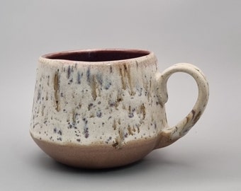Purple with Speckled Cream and Beige, Handmade Pottery Mug With Handle