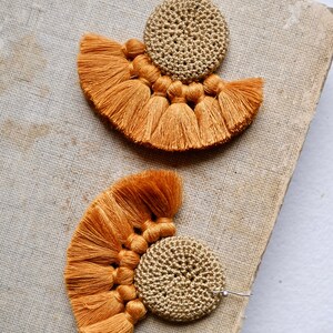 HAMIMI &quot;TOUGANA&quot; Crochet Earrings - Cumin & Turmeric