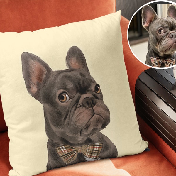 Custom Pet Pillow, Personalized Pet Portrait Pillow, Pet Cushion, Dog Mom, Personalized Christmas Gift for Dog Lover, CASE ONLY