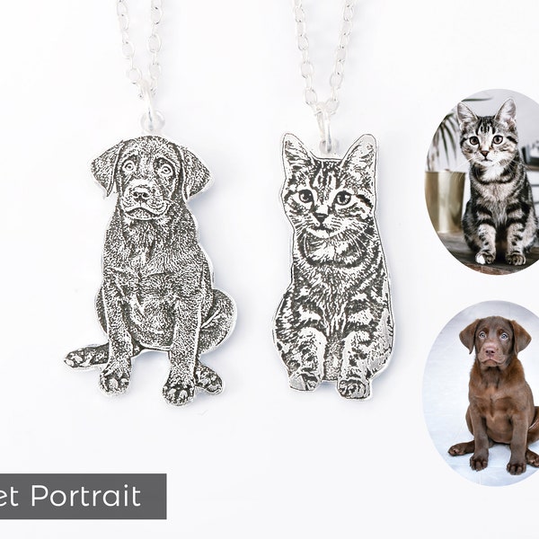 Custom Pet Portrait Necklace, Personalized Pet Photo Necklace, Pet Memorial Necklace, Picture Necklace, Personalized Gift, Christmas Gift