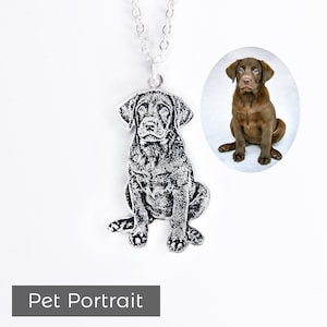 Custom Pet Portrait Necklace, Personalized Dog Memorial Jewelry, Gift For Mom