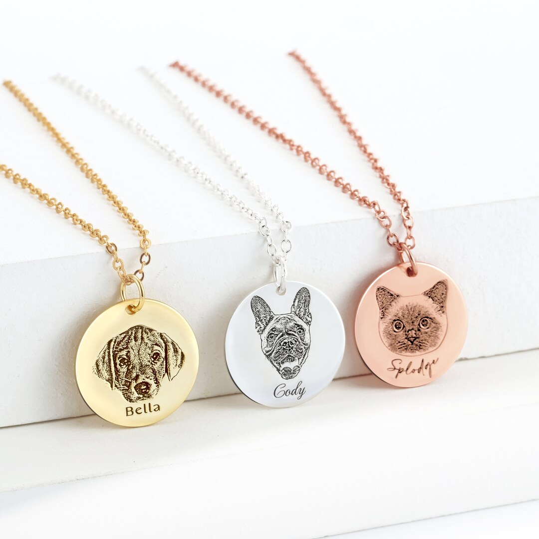 Custom Pet Portrait Necklace, Personalized Pet Photo Jewelry, Personalized Gift, Pet Photo