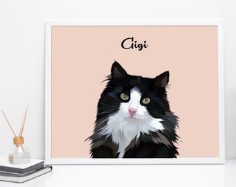 Custom Pet Portrait From Photo, Cartoon Pet Portrait, Pet Memorial, Pet Sympathy, Pet Loss, Cat Art commission, Christmas Gift