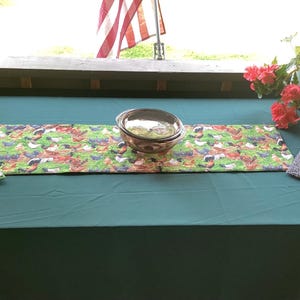 Chickens in the yard table runner