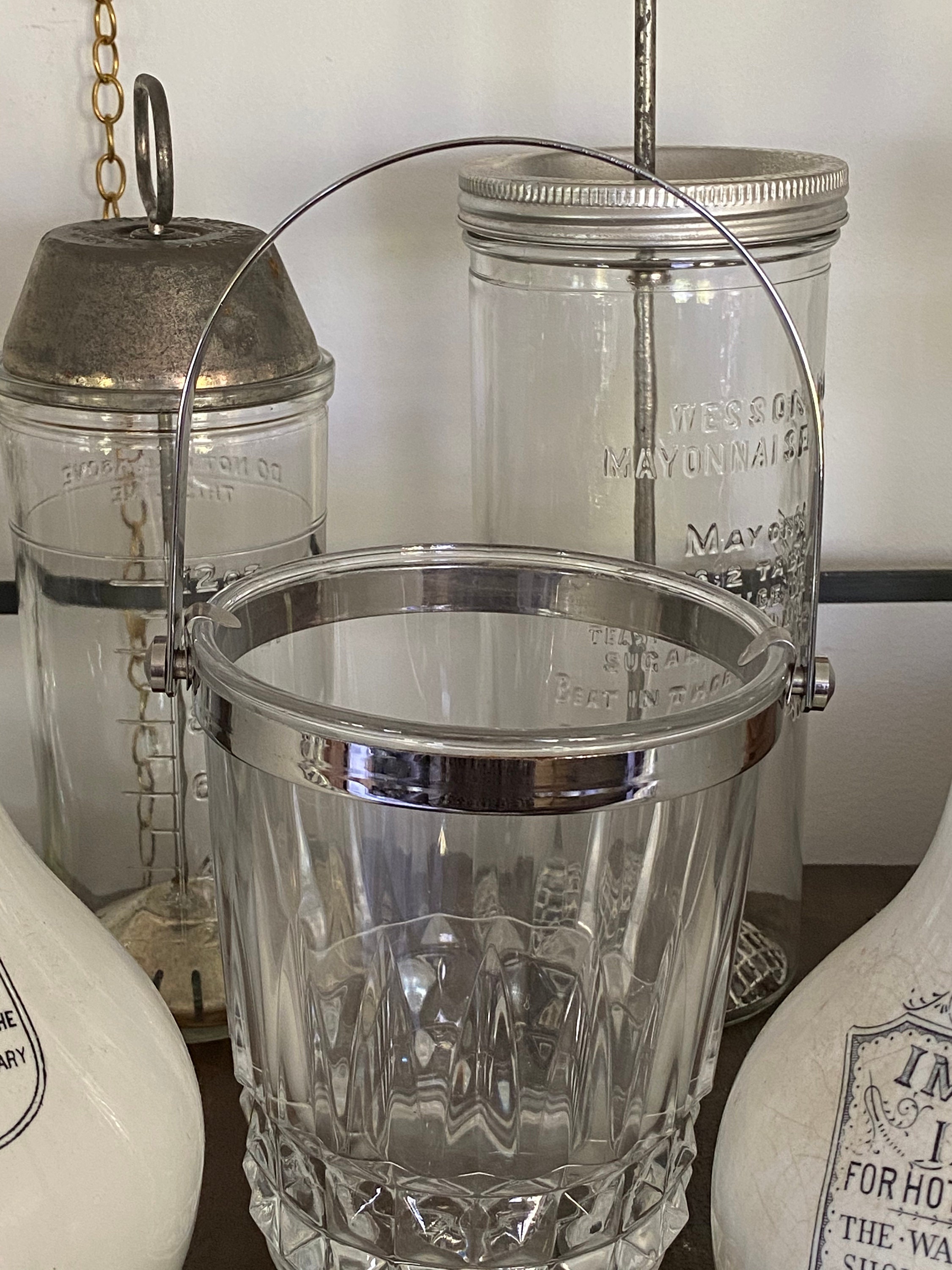 Crystal glass mini ice bucket. Small and decorative perfect Etsy