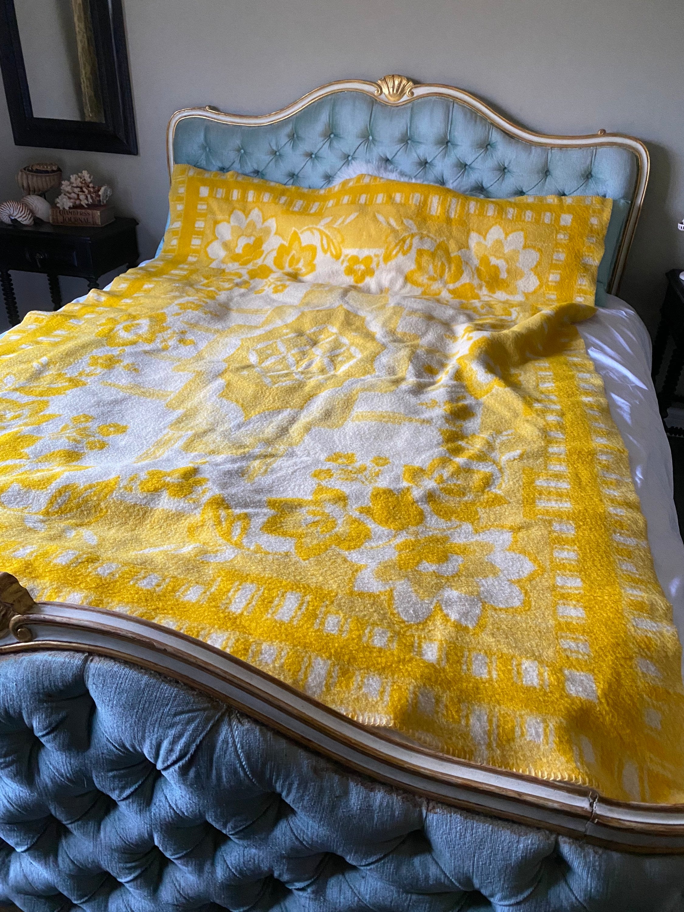 Dutch Vintage Wool Blanket With Flower Pattern. Etsy