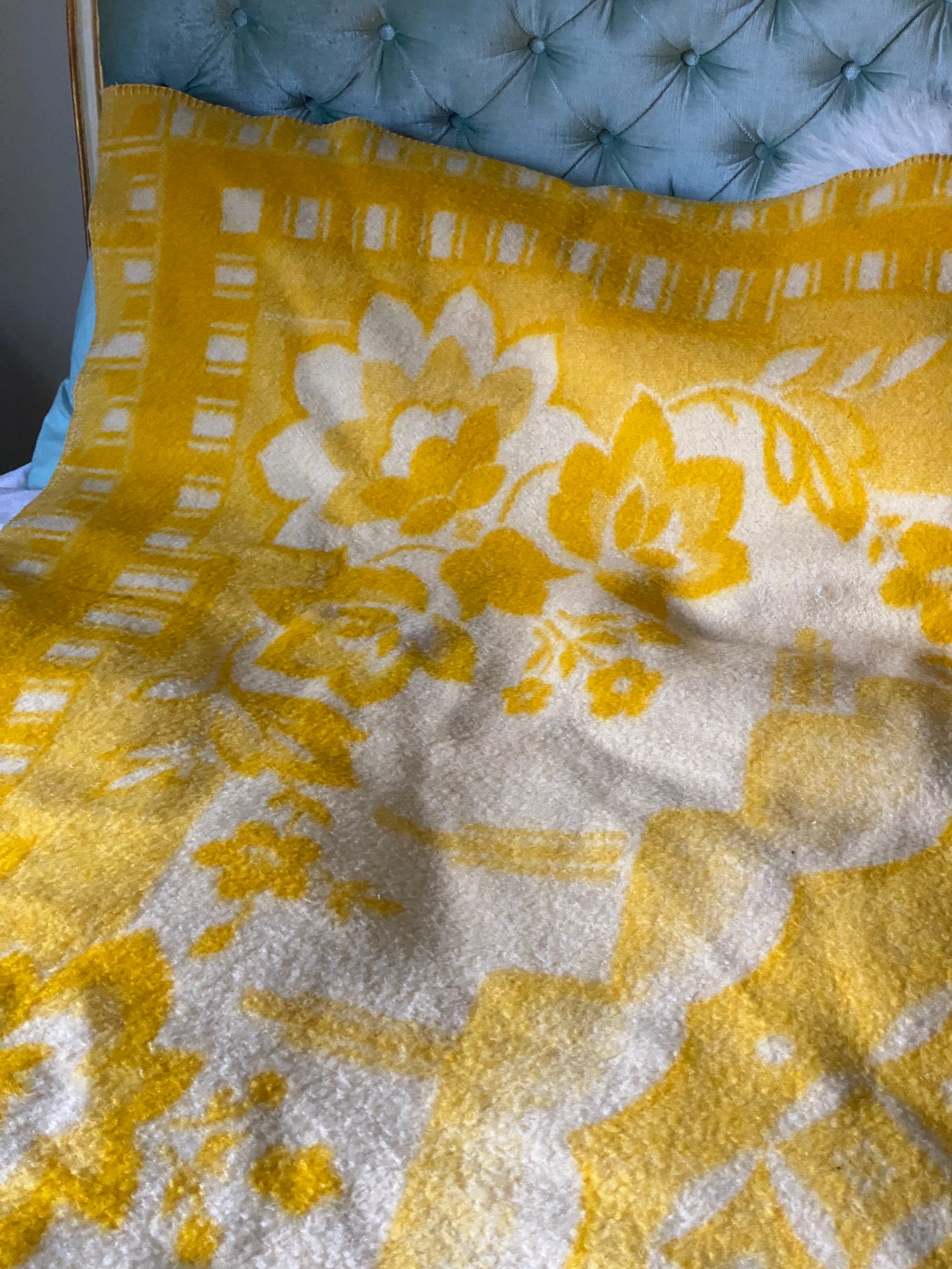 Dutch Vintage Wool Blanket With Flower Pattern. Etsy