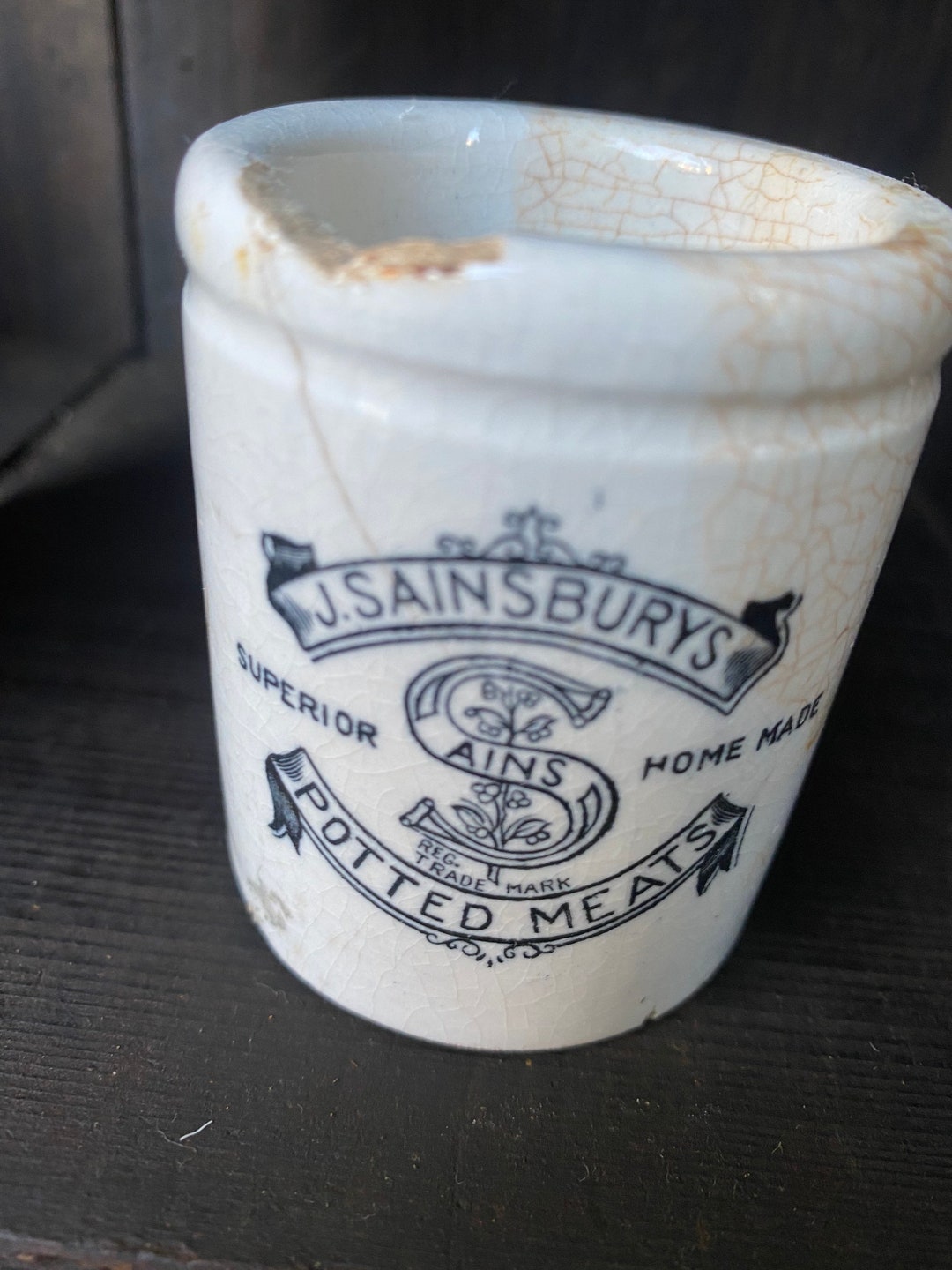 Antique Stoneware Small J Sainsburys Pot. Etsy