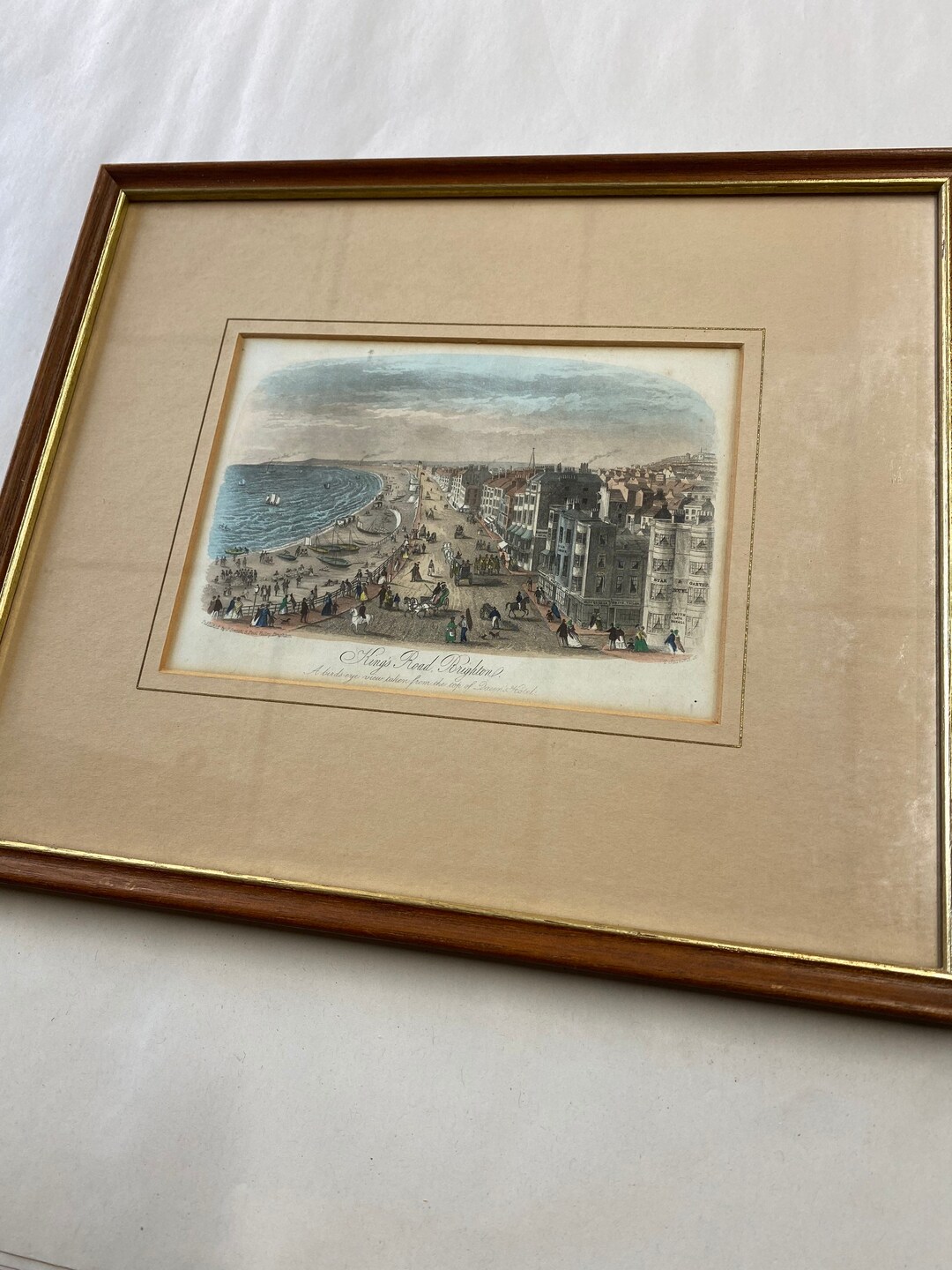 Antique Engraving of Kings Road, Brighton, England. C1860. A Fabulous