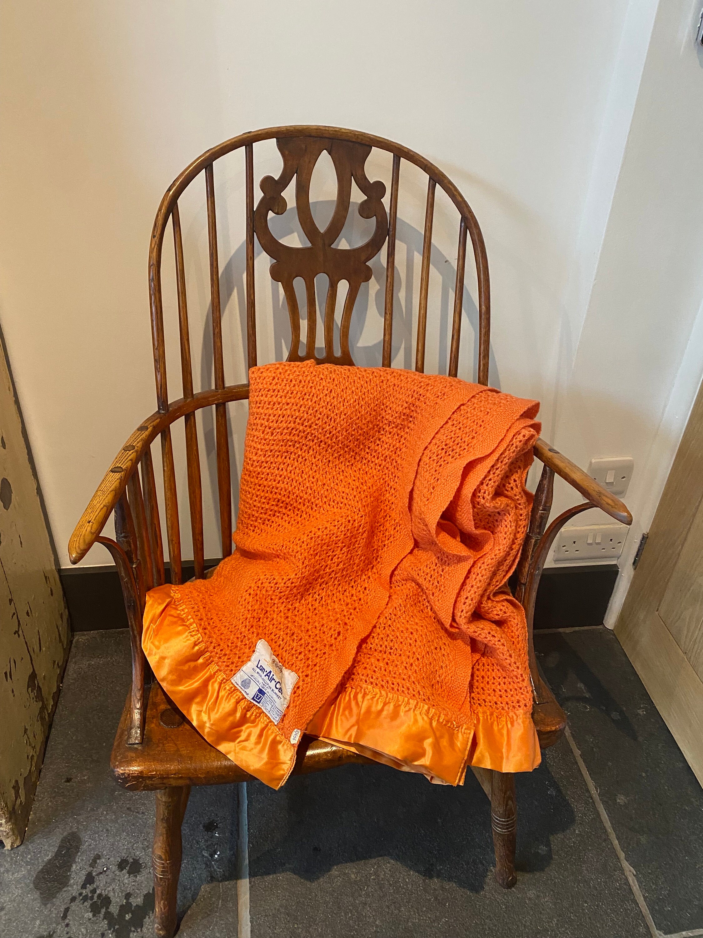 Vintage Lan Air Cel All Wool Cellular Blanket. Orange in Colour Slightly More Muted Than Photos. Etsy