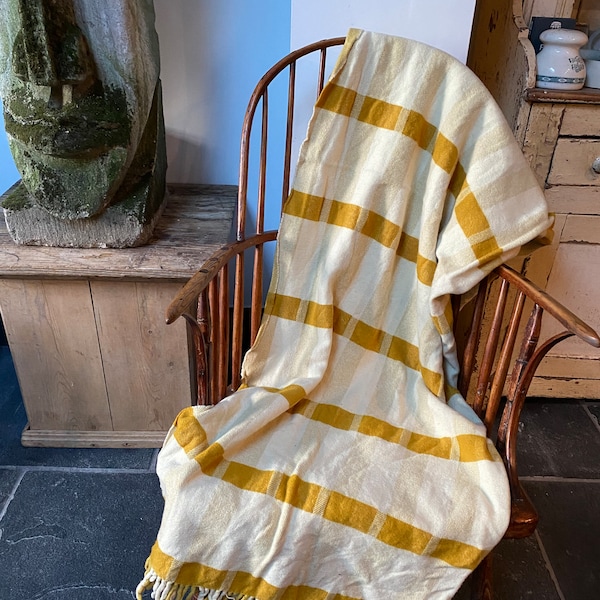 Colefax and Fowler vintage blanket/throw. Lovely mustard, grey and cream colour.