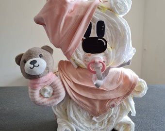 Windeltorte Teddy in rosa