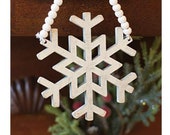 Distressed Wooden Snowflake Beaded Ornament
