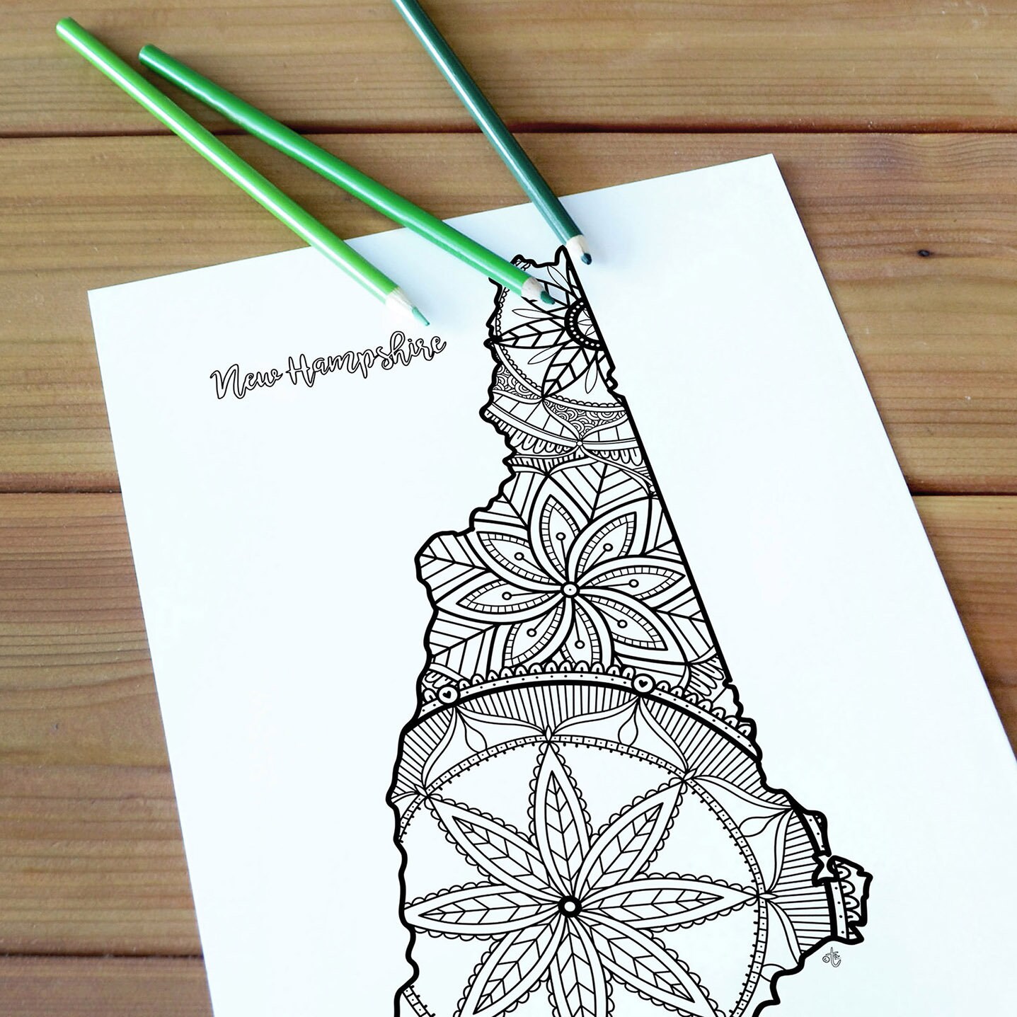 New Hampshire USA State Map Printable Coloring Page Coloring | Etsy