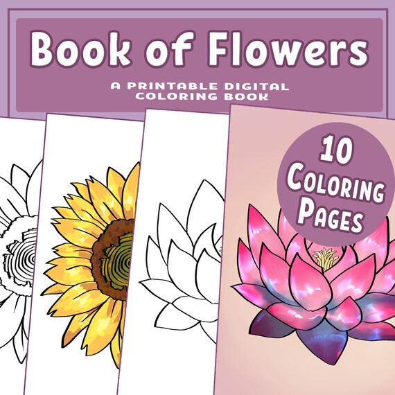 Book of Flowers Instant Download Kids Coloring Pages