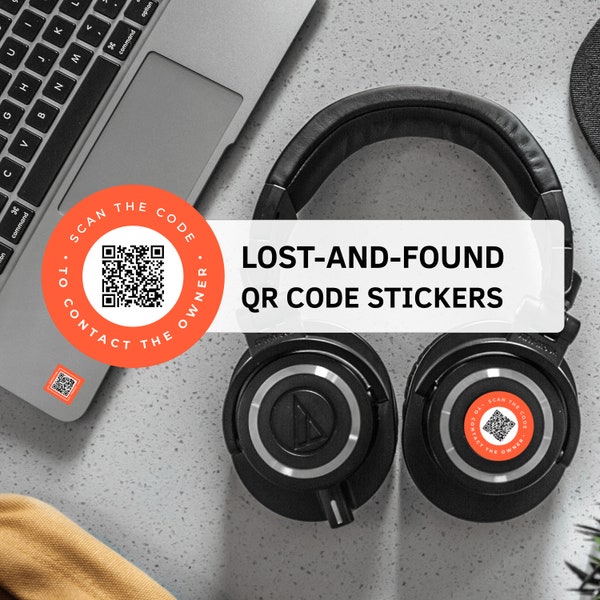 10 Unique Lost-And-Found QR Code Stickers. Durable & Waterproof Updatable Recovery Labels (4 Round+6 Square). Lifetime membership included