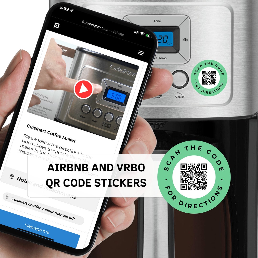 12 QR Code Stickers for Airbnb and VRBO Hosts. Attach Short Videos and ...