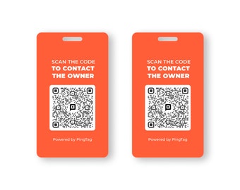 2 Luggage Tags With Unique Lost and Found QR Codes. Red Durable Plastic Bag Tags. Update Anytime. Lifetime PingTg Membership Included