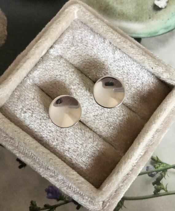 Sterling Silver Disc Studs, Solid Silver Circle S… - image 4