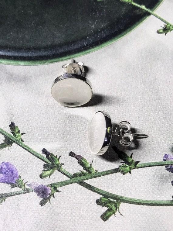 Sterling Silver Disc Studs, Solid Silver Circle S… - image 3