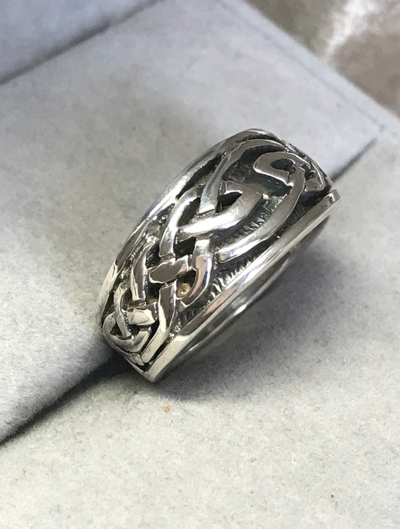 Solid Silver Celtic Knot Ring, Sterling Silver Ce… - image 2