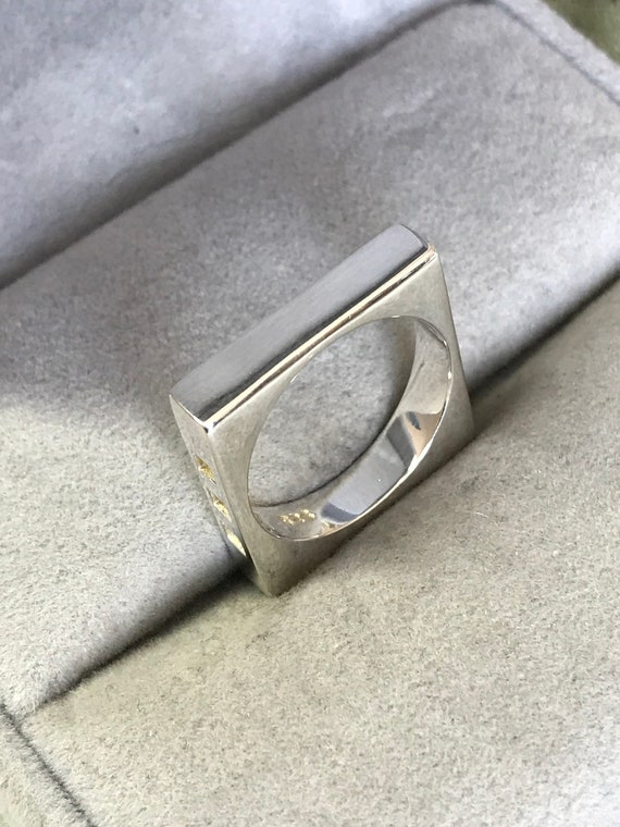 Solid Silver Square Ring, Sterling Silver Minimal… - image 6