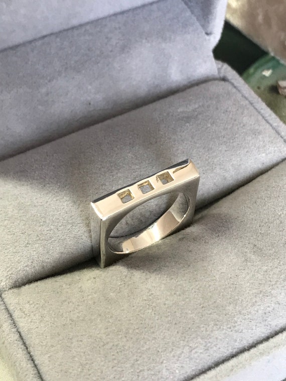 Solid Silver Square Ring, Sterling Silver Minimal… - image 3