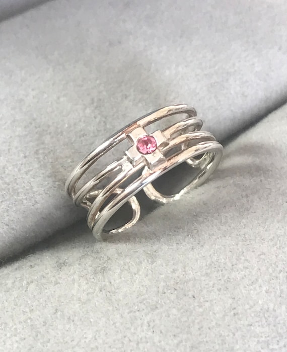 Pretty Cross Adjustable Ring, Sterling Silver Sma… - image 1