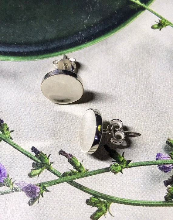 Sterling Silver Disc Studs, Solid Silver Circle S… - image 1