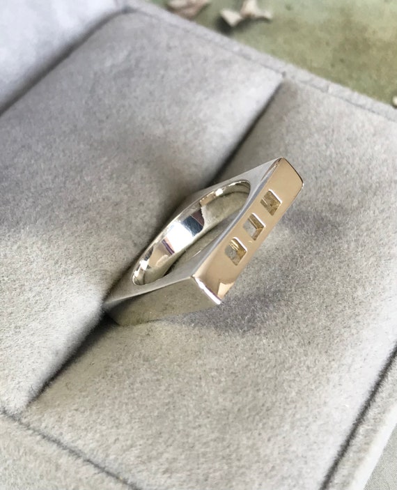 Solid Silver Square Ring, Sterling Silver Minimal… - image 5