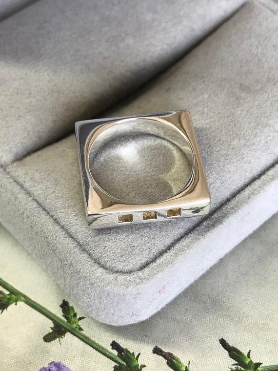 Solid Silver Square Ring, Sterling Silver Minimal… - image 4