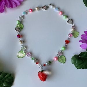 Strawberry bead necklace