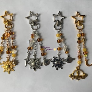 Porte-clés du système solaire : bijoux célestes en cristal, breloque étoile