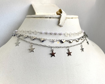 Y2K シルバーアクセサリー 星 平成 レトロ 可愛い アメカジ 韓国 リング シルバーセレスティアルキーチェーン：Y2Kエイリアンスターチャーム