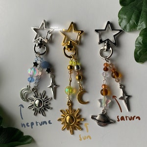 solar system keychain, space jewelry, celestial jewelry, celestial keychain, star aesthetic, y2k, cybercore, acubi, trendy, stargirl, galaxy