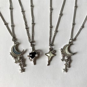 Celestial Moon Star Stainless Steel Necklace | y2k jewelry necklace astral celestial minimalist silver choker egirl grunge goth choker