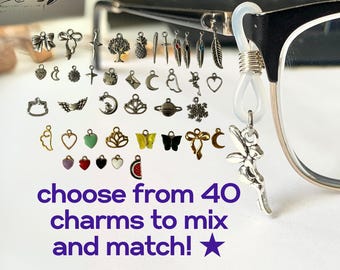 Eyeglass Charms: Gold or Silver Dangle Charms, Set of 2