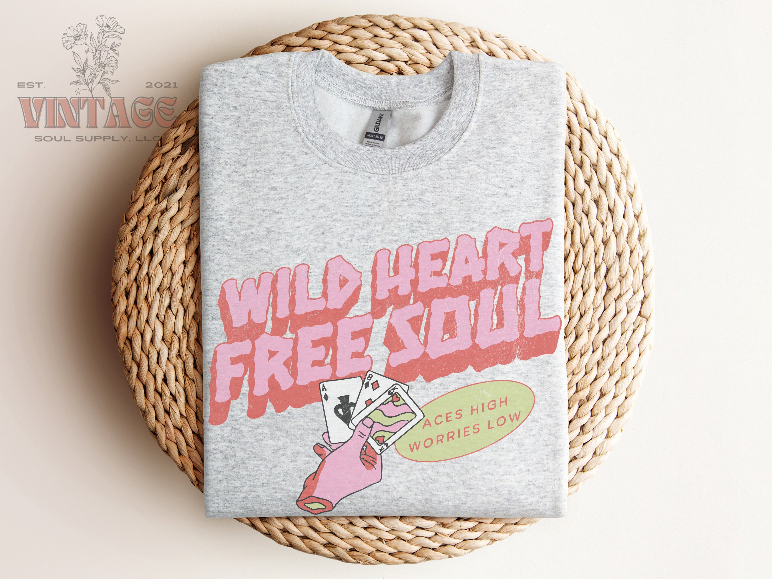 Wild Heart Free Soul Crewneck Sweatshirt Womens Clothing Etsy