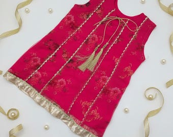 Handmade Organza Dress Set: Floral Indian Pakistani Outfit