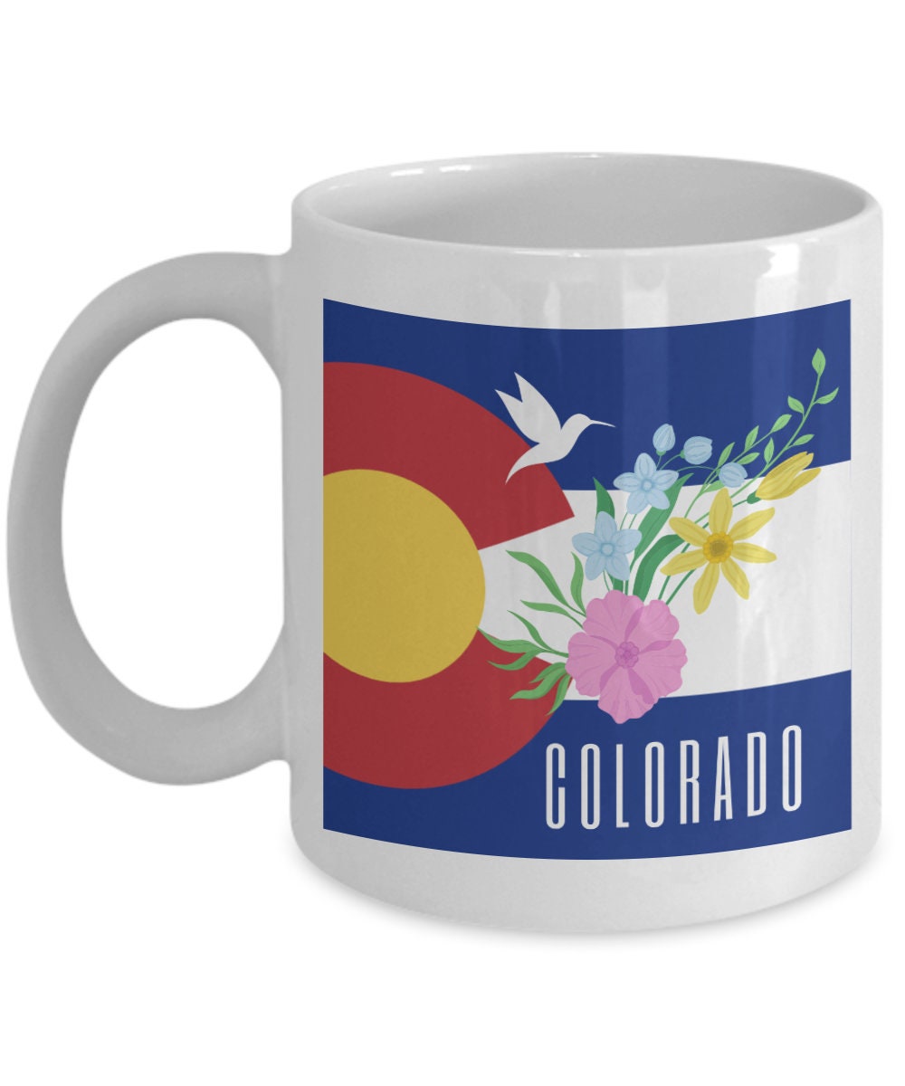 Bandera de Colorado / Wildflowers Colibrí taza de café