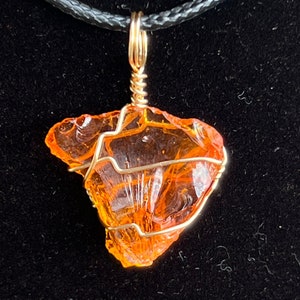 Small/Dainty Rare Tangerine Orange Andara Pendant Monatomic Crystal Necklace